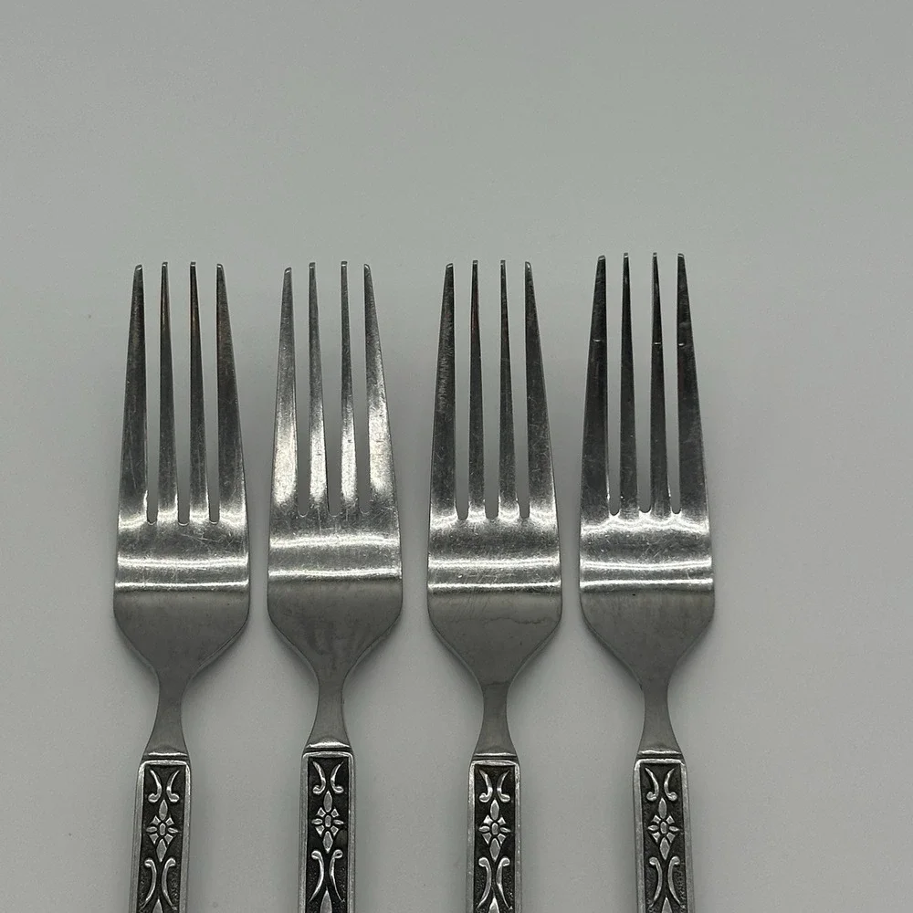 Grand Prix Siboney MCM Stainless Flatware Japan Dinner Fork 4 Set 1960s